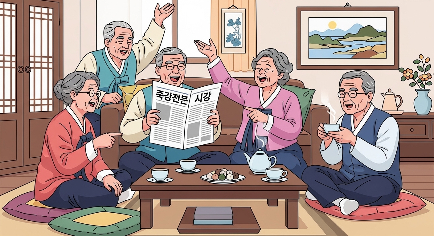 연금 인상 소식을 듣고 기뻐하는 한국 노인들