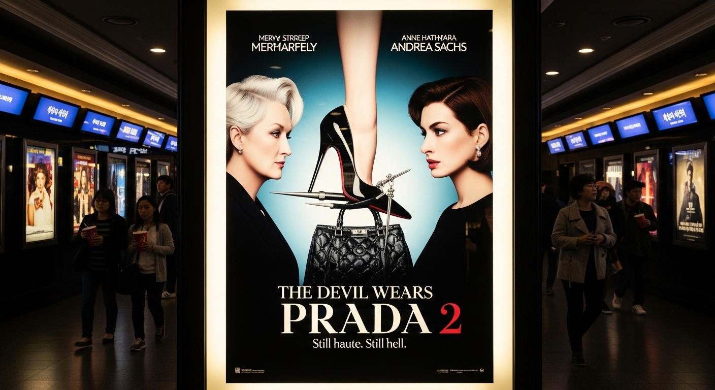 붐비는 한국 극장에 걸린 영화 포스터