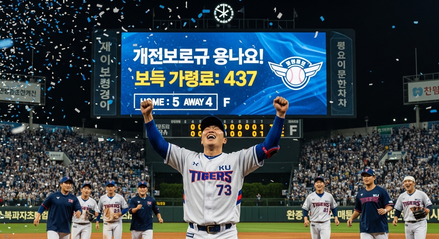 세이브 기록 경신 후 팬들의 환호 속에 축하받는 야구 선수