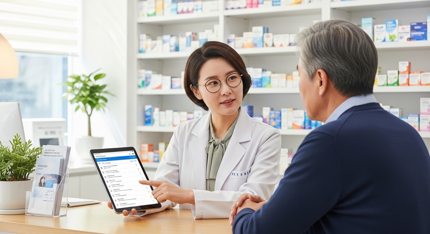 약사와 상담하는 모습