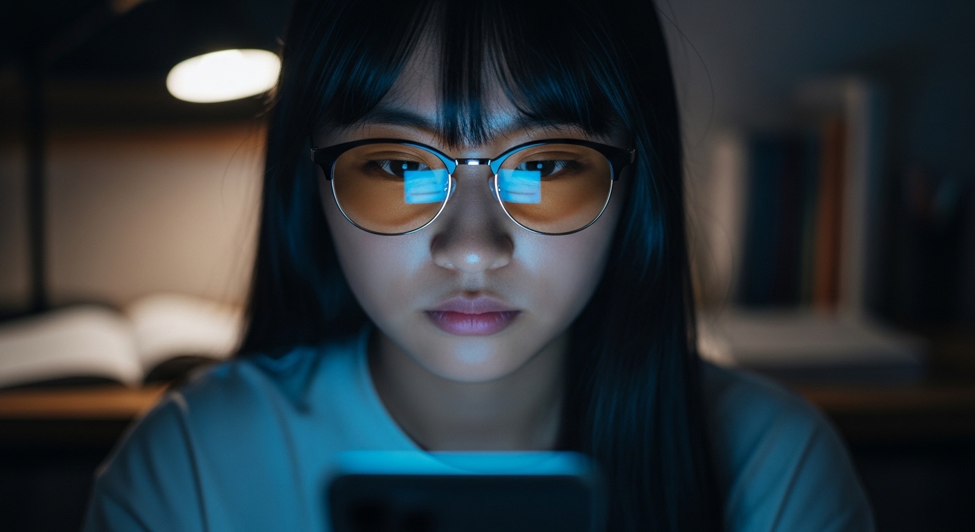 야간 스마트폰 사용 시 눈 피로 완화 이미지