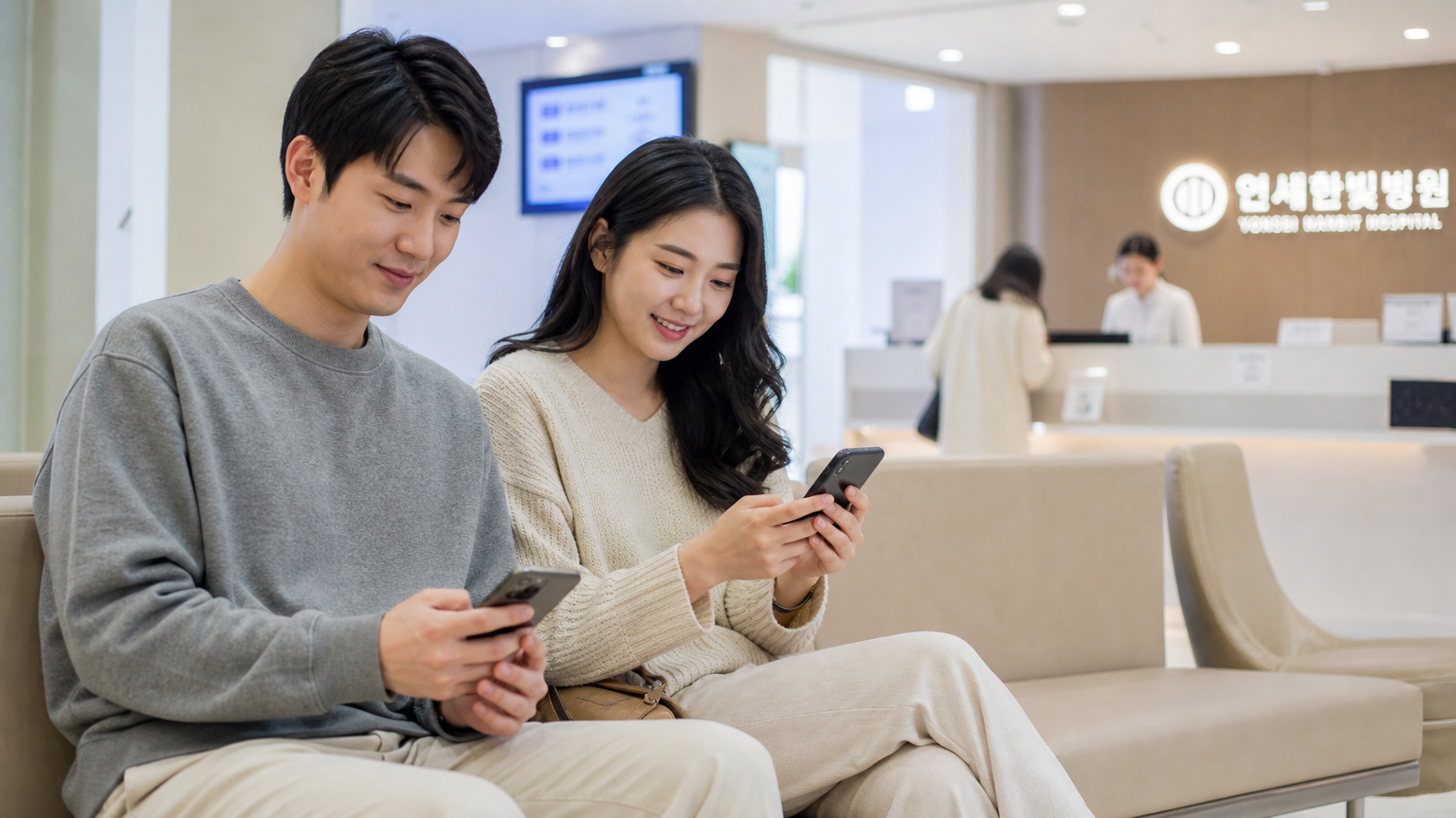 모바일 앱으로 예약하며 편안하게 기다리는 환자들