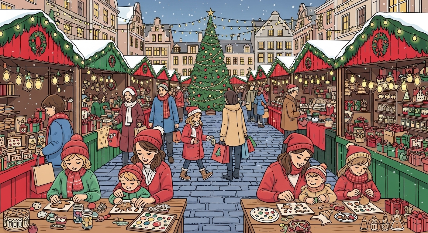 가족들이 참여할 수 있는 다양한 체험 활동과 상품들로 가득한 마켓 분위기