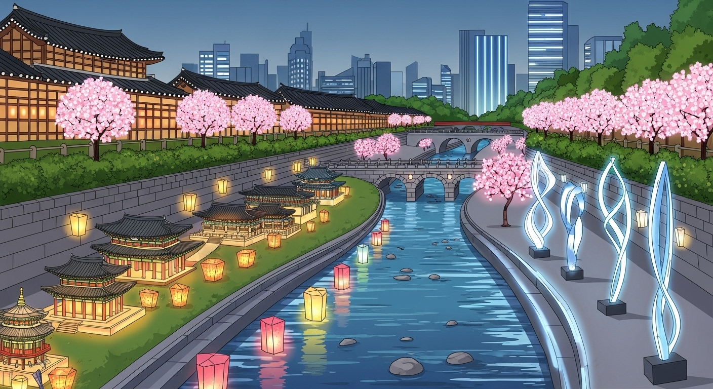 역사적 요소와 현대적 요소가 조화를 이루는 청계천 테마 전시