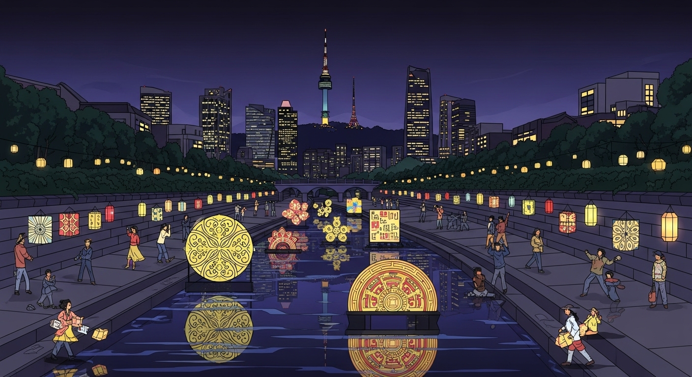 도시 재생과 문화적 의미를 보여주는 서울 밤 풍경