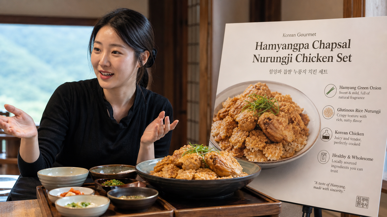 조서형이 창의적인 닭 세트를 선보이며 스토리텔링 전략을 활용하는 모습