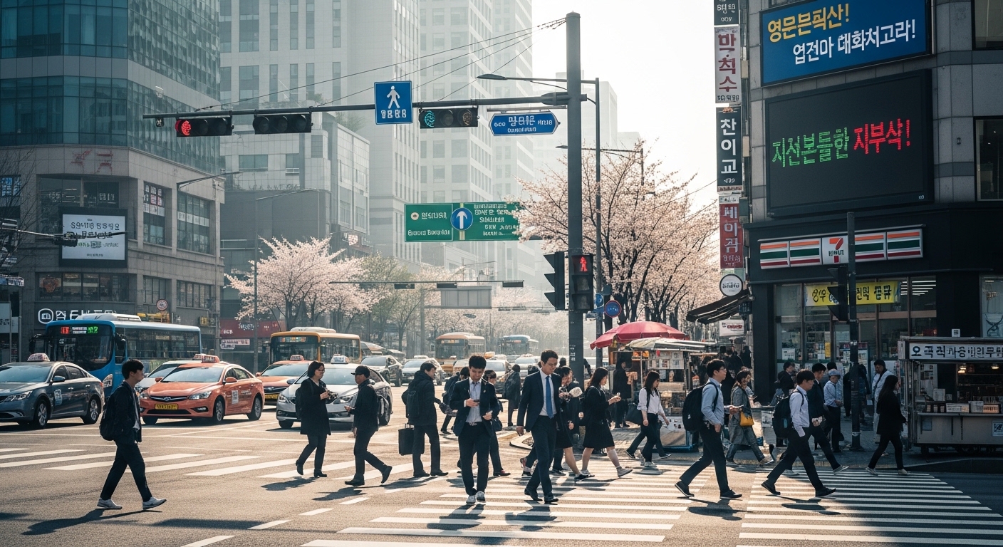 서울의 바쁜 출근길 아침 풍경, 월요일 아침 출근하는 직장인들과 학생들