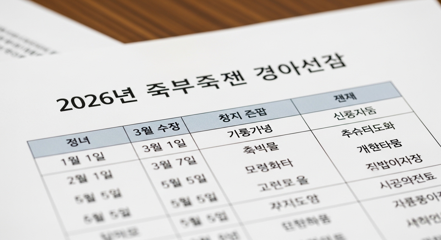 한국의 공식 공휴일 목록을 보여주는 법적 문서 또는 웹사이트 클로즈업