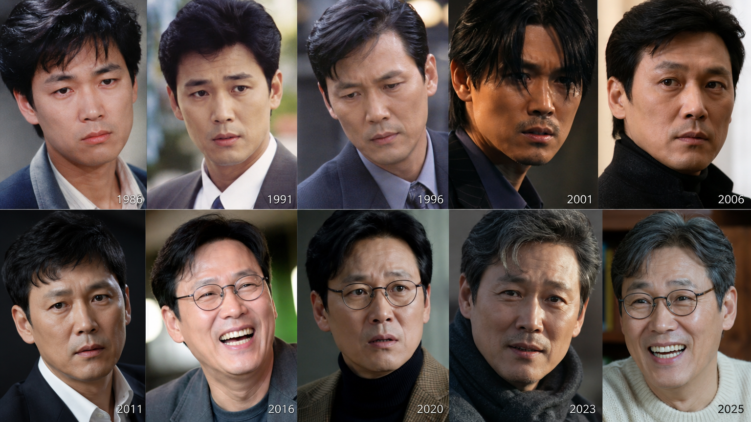 배우 박영규의 진지함에서 코믹함까지 다양한 표정을 담은 이미지