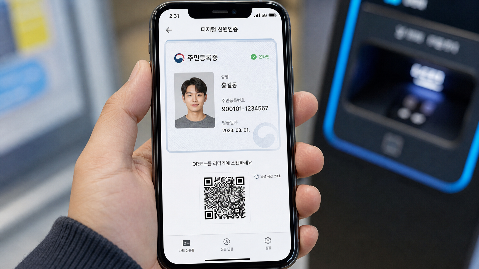 스마트폰 화면에서 인증서를 확인하는 장면