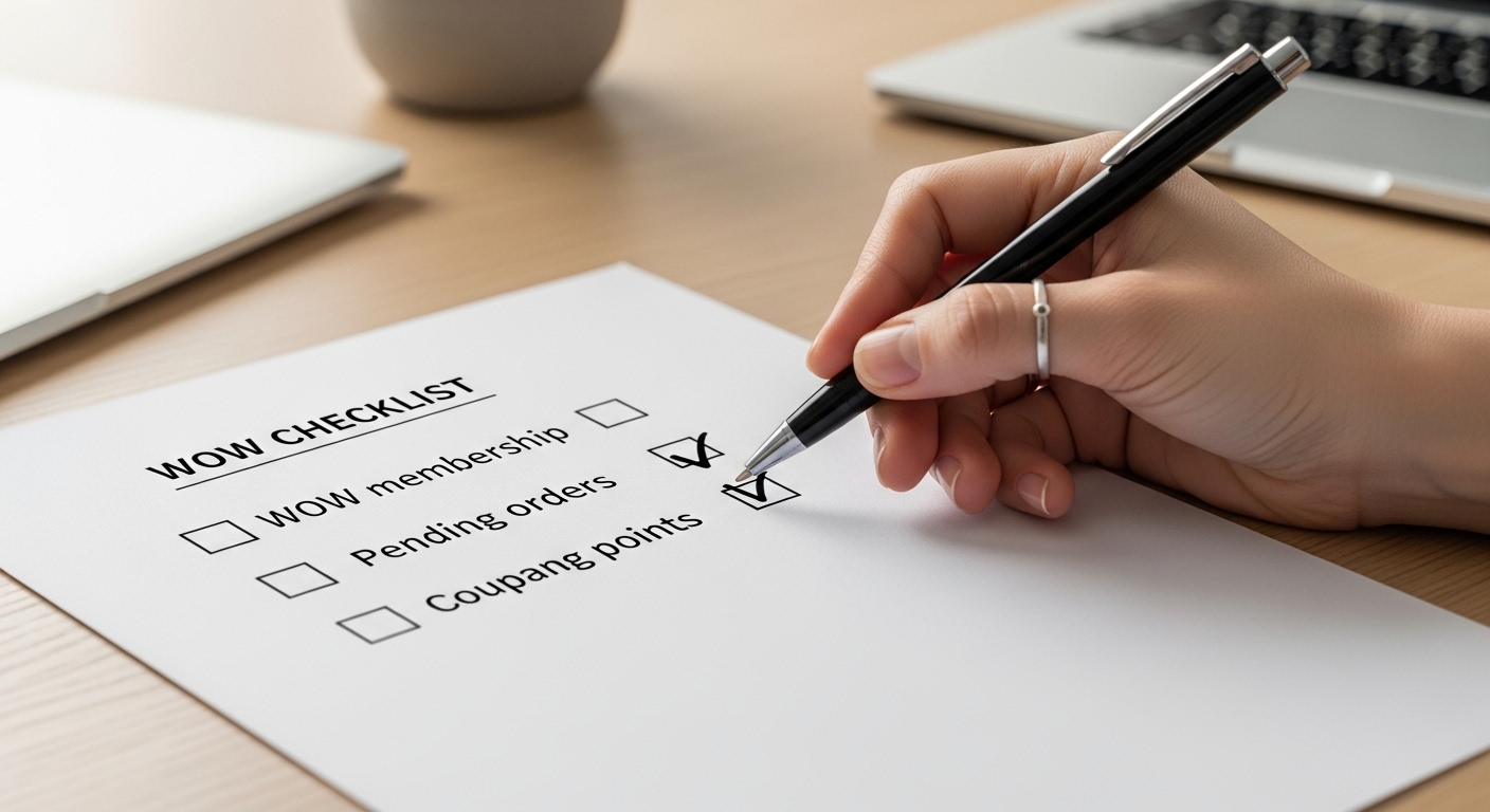 체크리스트에 항목들을 하나씩 체크해가는 손의 모습