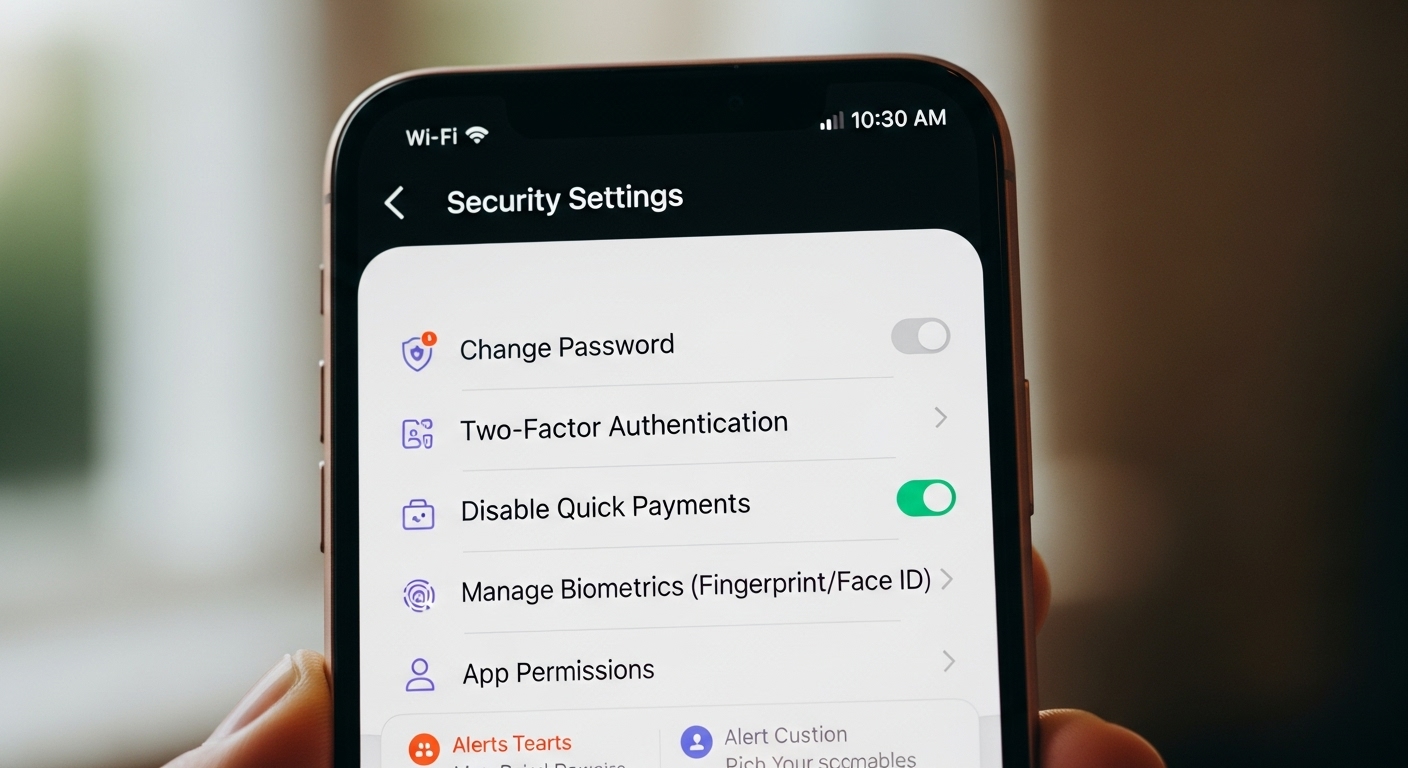 스마트폰 화면에 보안 설정 옵션이 표시된 모습