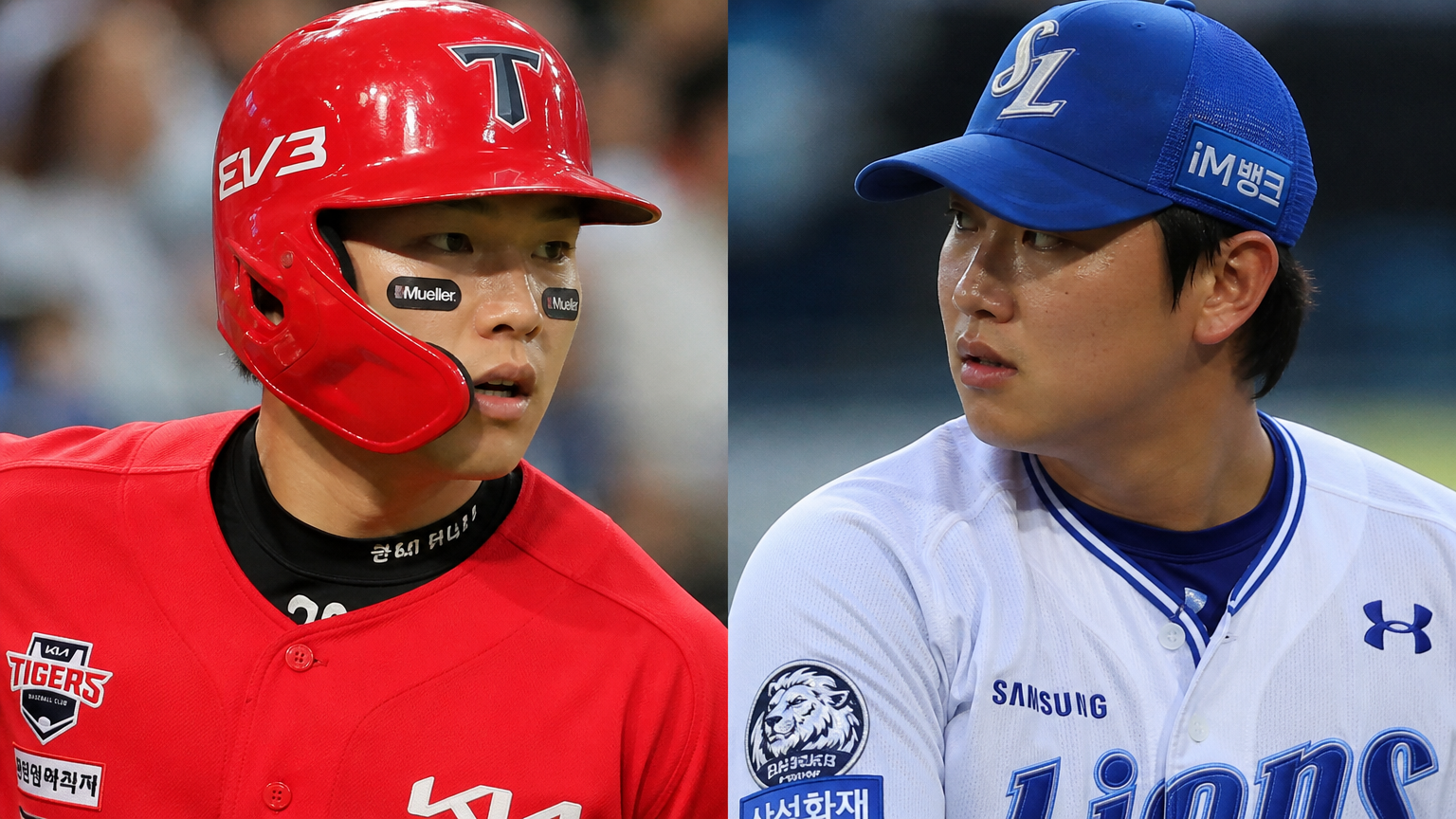 경기 초반 팽팽하게 맞서는 KIA 타이거즈와 삼성 라이온즈 선수들의 모습