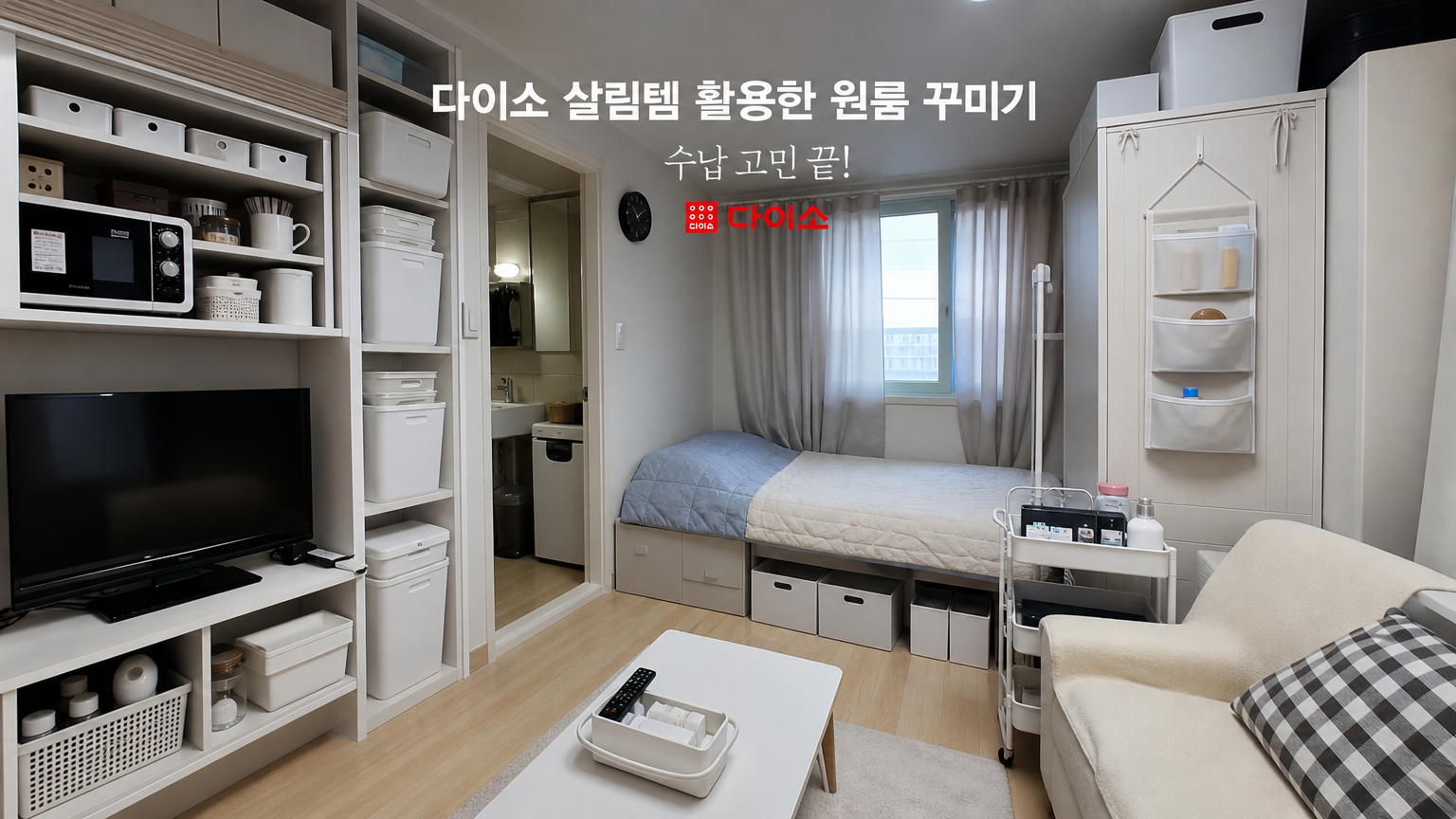 다이소 수납 솔루션으로 깔끔하게 정리된 한국 아파트 공간