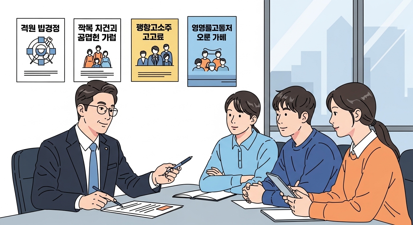 사무실에서 특별 중도 해지 조건을 설명하는 모습