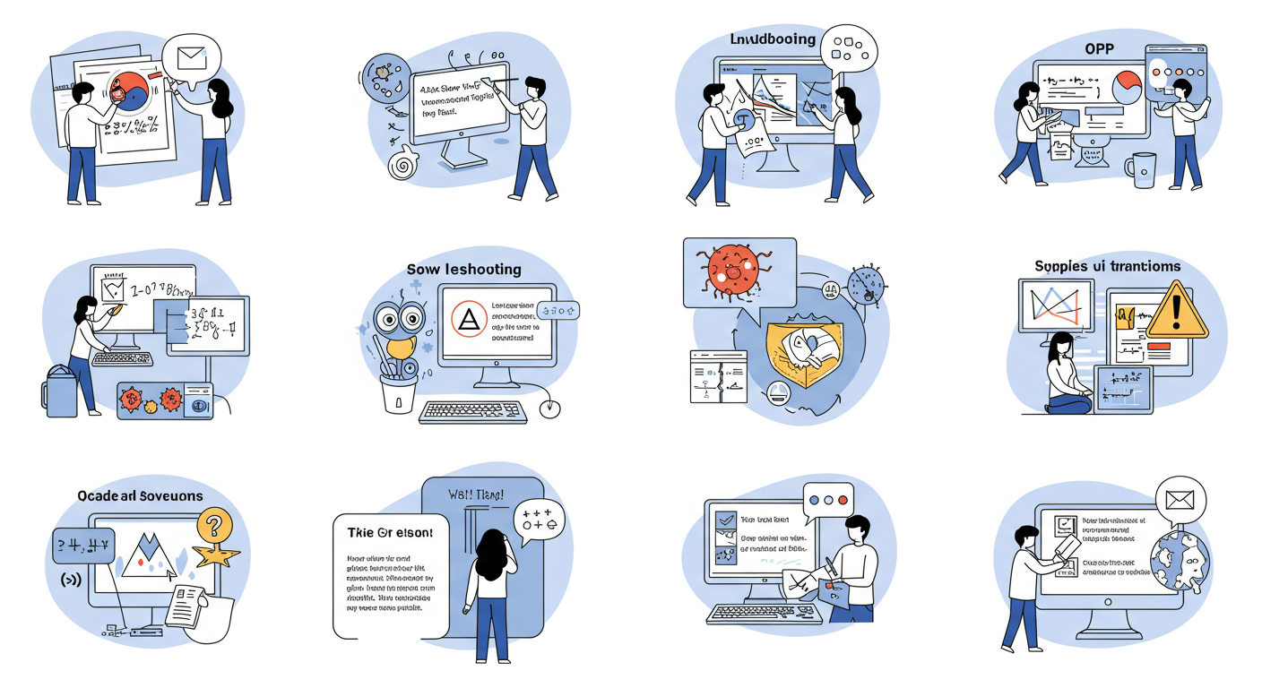한국적 맥락에서 일반적인 디지털 문제와 해결책을 담은 일러스트 가이드북