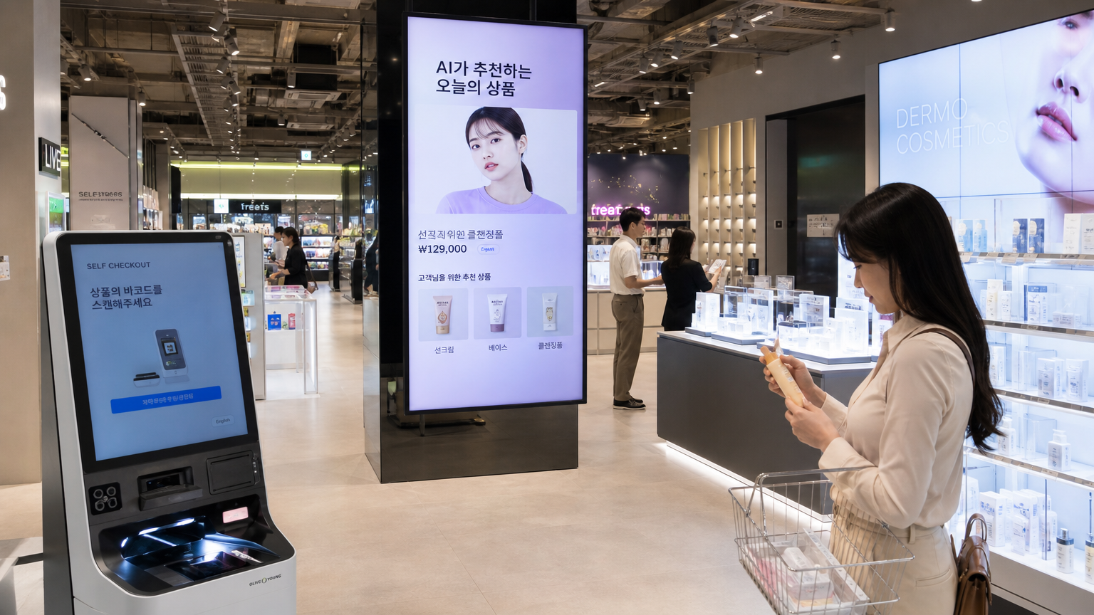 AI 기반 스마트 결제 시스템과 개인화된 추천 서비스를 제공하는 첨단 한국 소매점