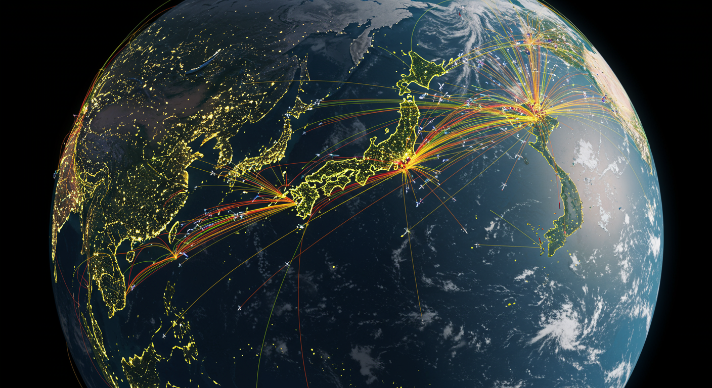 일본과 베트남을 중심으로 한 글로벌 항로 확장 지도