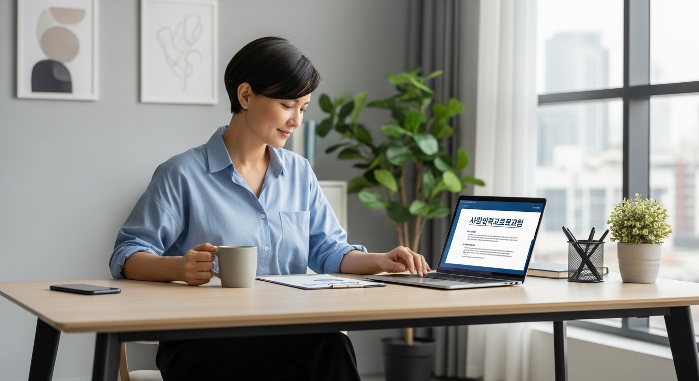 현대적인 사무실에서 정부의 금융 지원 문서를 읽으며 안도하는 표정의 중소기업 소유자 모습