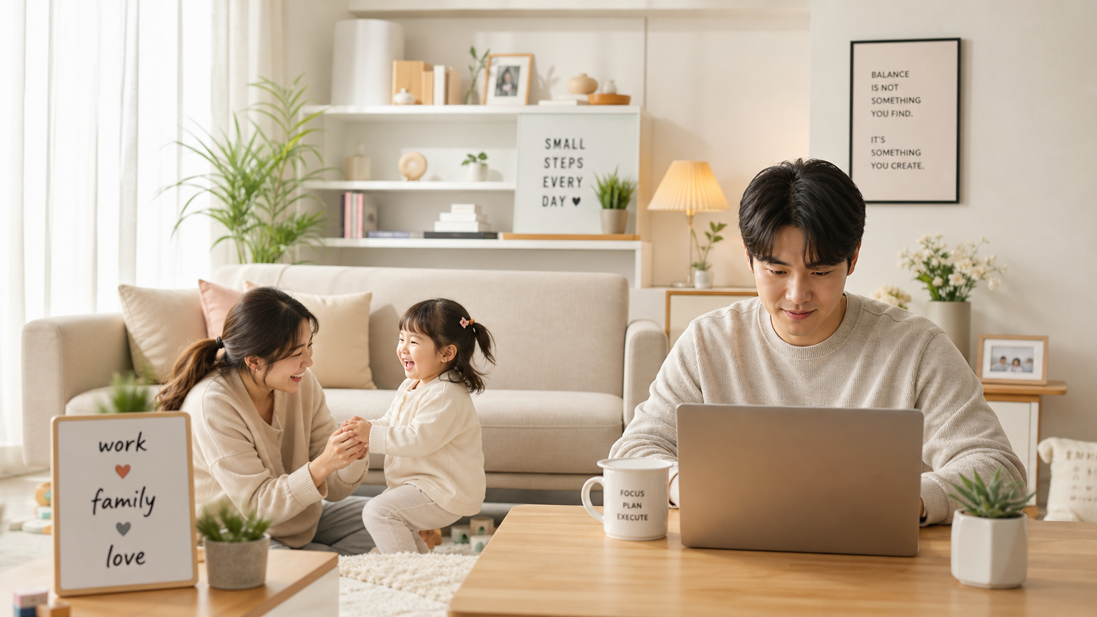 자녀와 놀면서 재택근무하는 부모