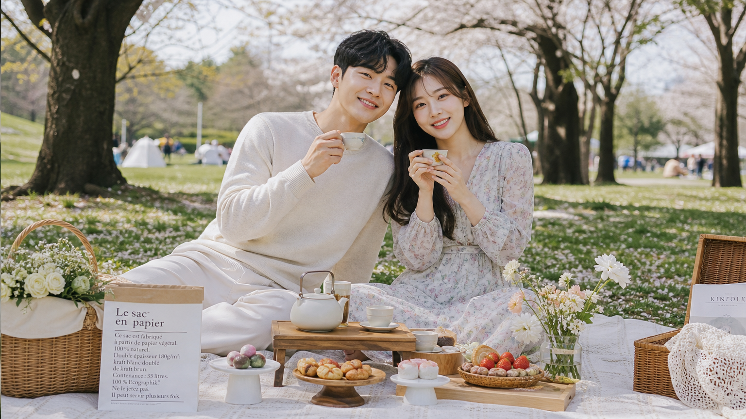 야외 피크닉을 즐기는 행복한 커플