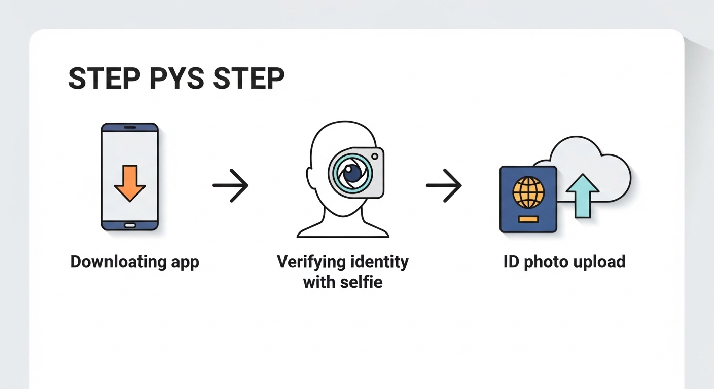 단계별로 아이콘화된 화면에 나타난 계좌 개설 과정 설명
