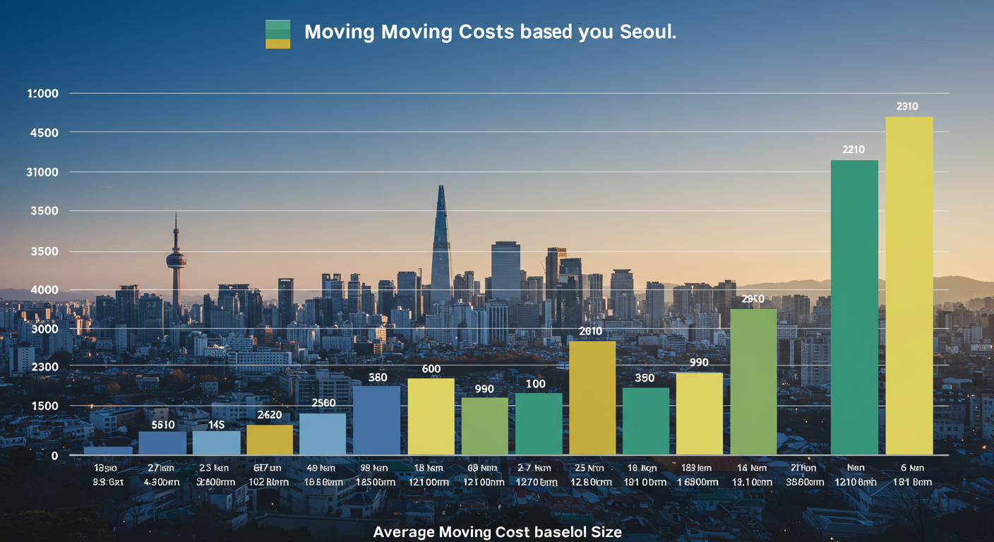 서울 지역의 다양한 가구 규모별 이사 비용 차이를 보여주는 그래프