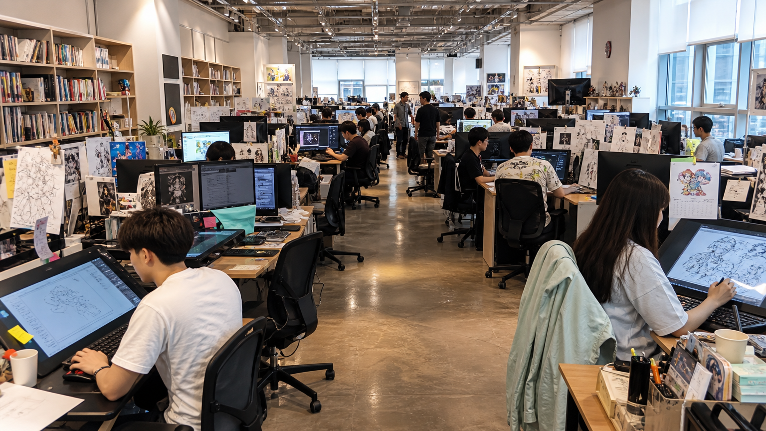 글로벌 시장을 겨냥한 캐릭터와 배경을 그리는 애니메이션 스튜디오