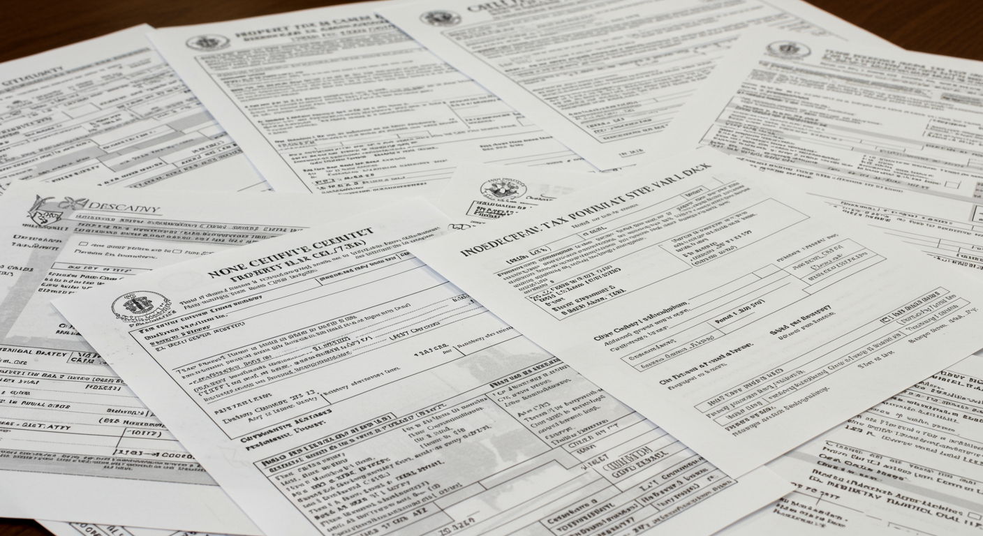 지방자치단체 세금 납부 내역이 보이는 세금 증명서들