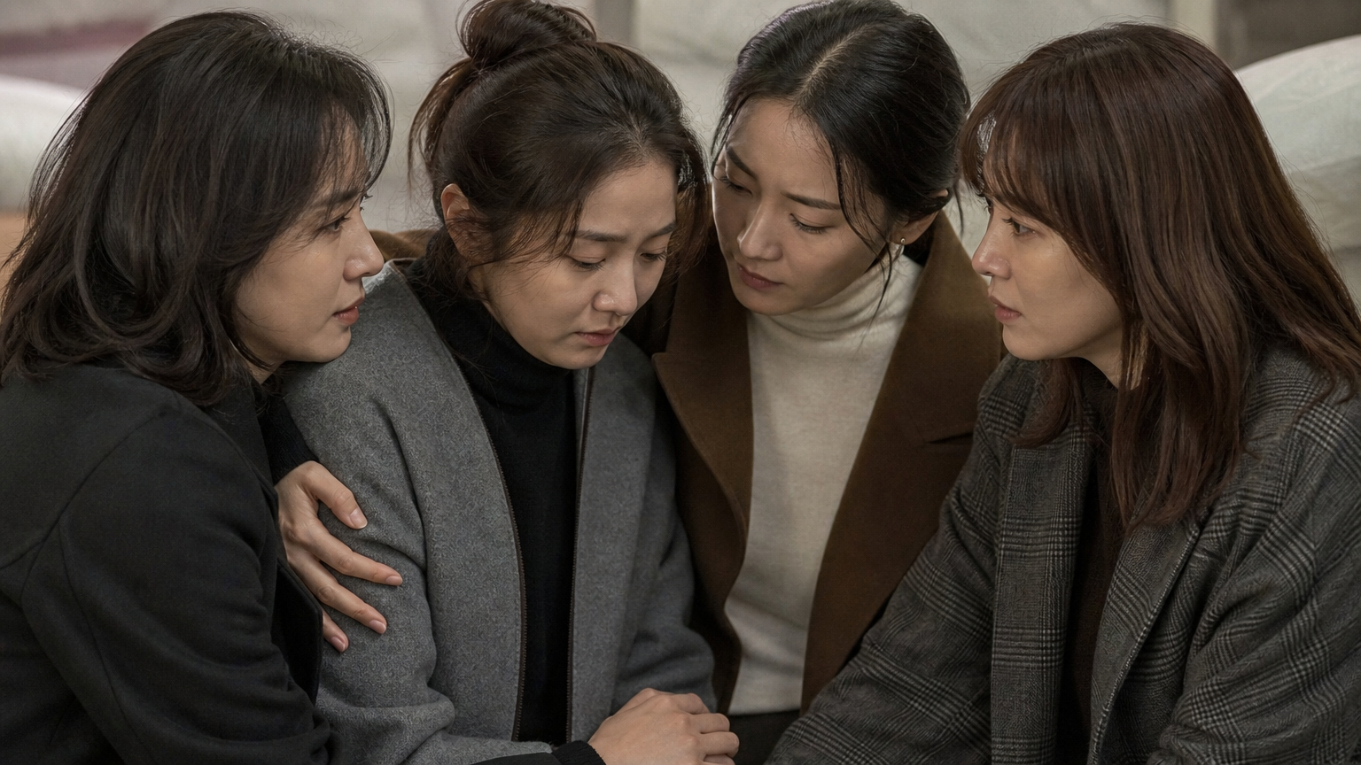 네 명의 배우들이 감정을 담아 열연하는 모습