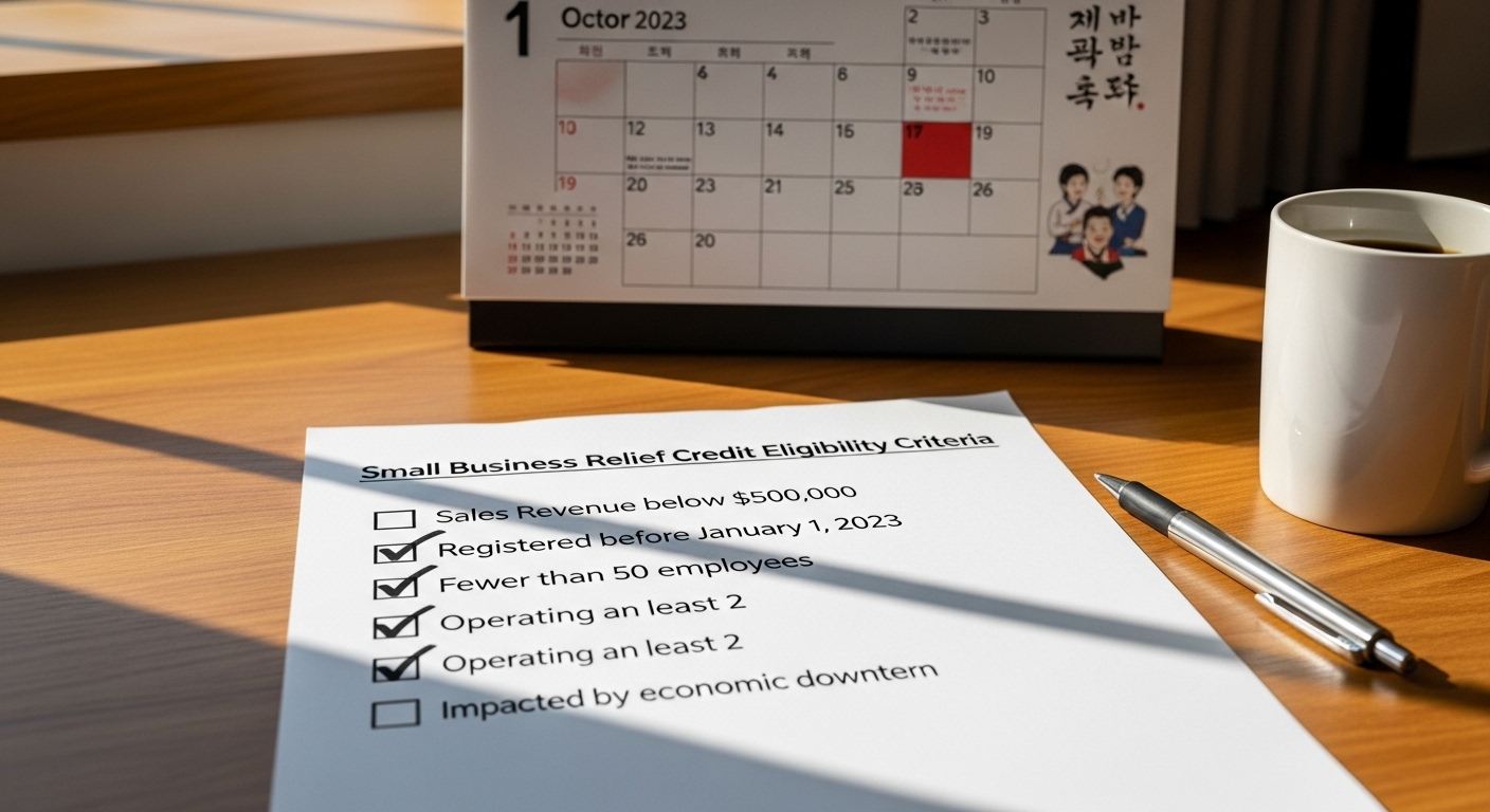 책상 위에 놓인 지원 자격 조건 체크리스트와 한국 달력