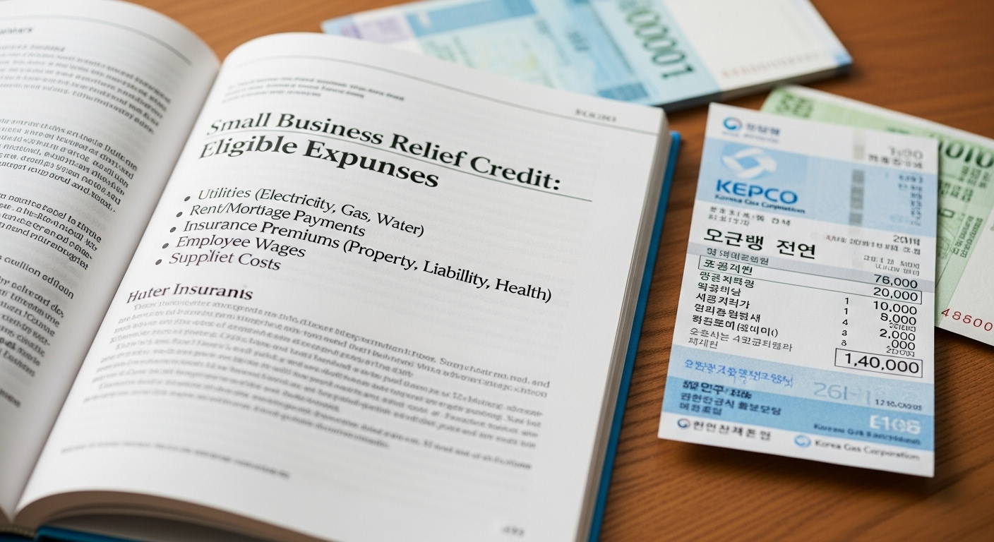 다양한 비용 항목이 적힌 안내책자와 주변의 공과금 청구서들