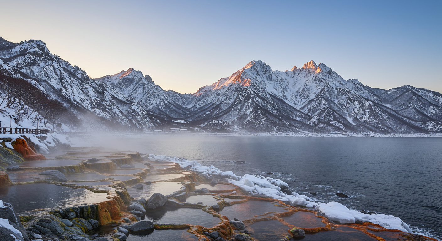 눈 덮인 설악산과 바닷가 온천이 어우러진 강원도의 마법 같은 겨울 경험