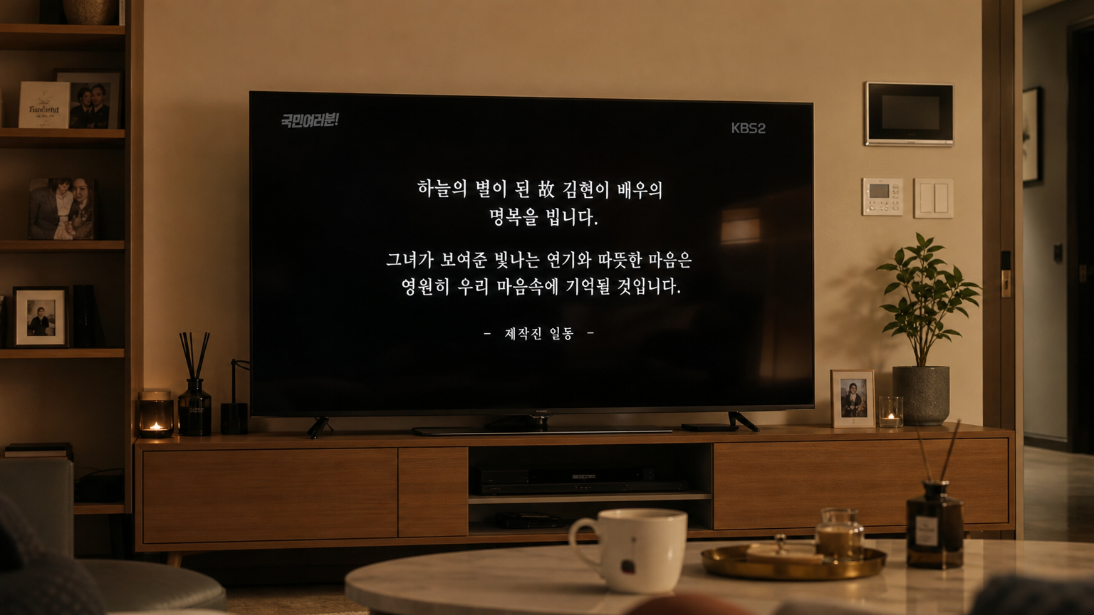 인기 드라마 엔딩 크레딧에 고 김현이를 기리는 자막이 나오는 장면