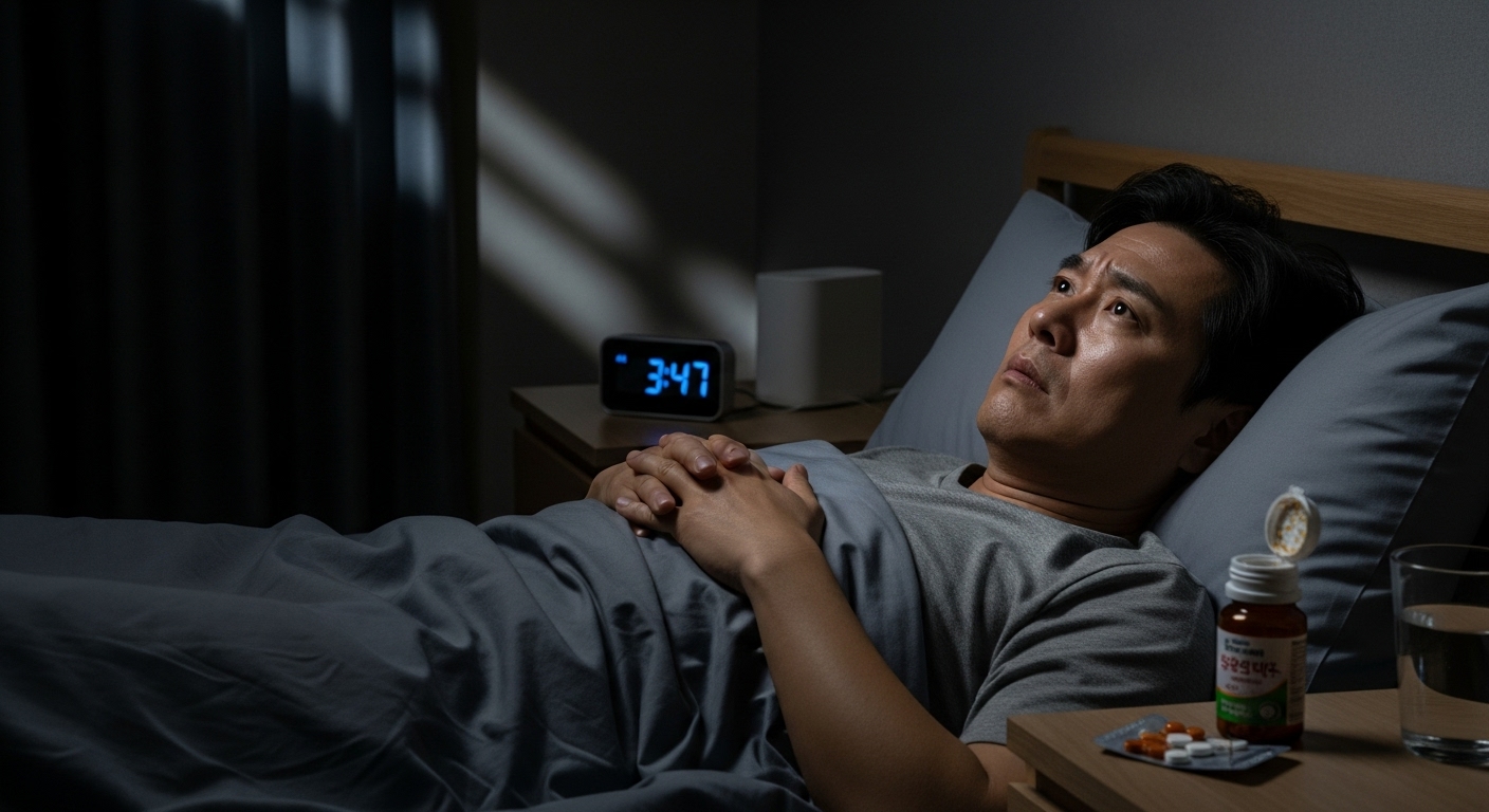 불면증으로 잠 못 이루는 남성의 모습