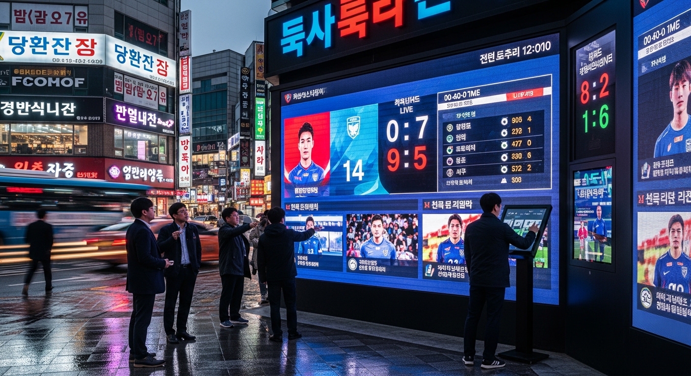 고급 디지털 보드에서 실시간으로 갱신되는 스포츠 데이터
