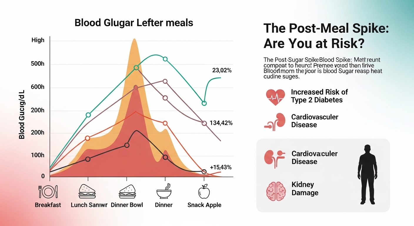 중장년층을 위한 혈당 그래프와 건강 위험성 강조
