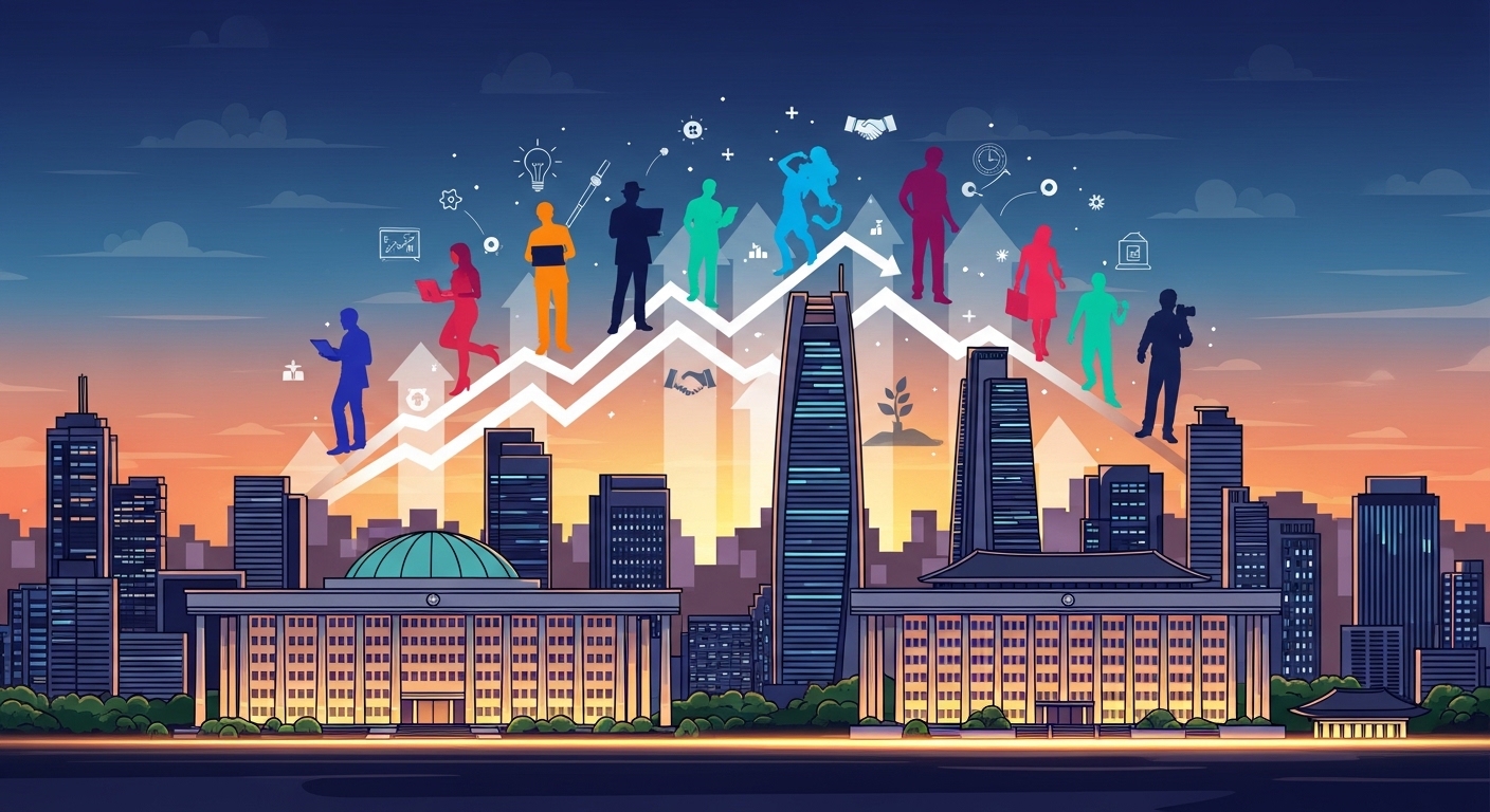 서울 시내 전경과 정책 변화를 암시하는 장면