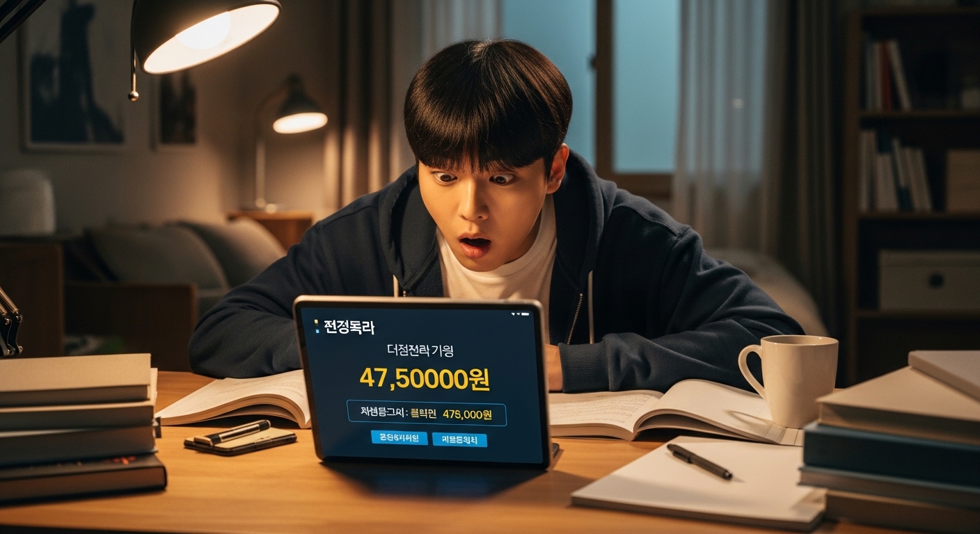 높은 스마트폰 수리비를 보고 놀라는 한국 학생의 모습