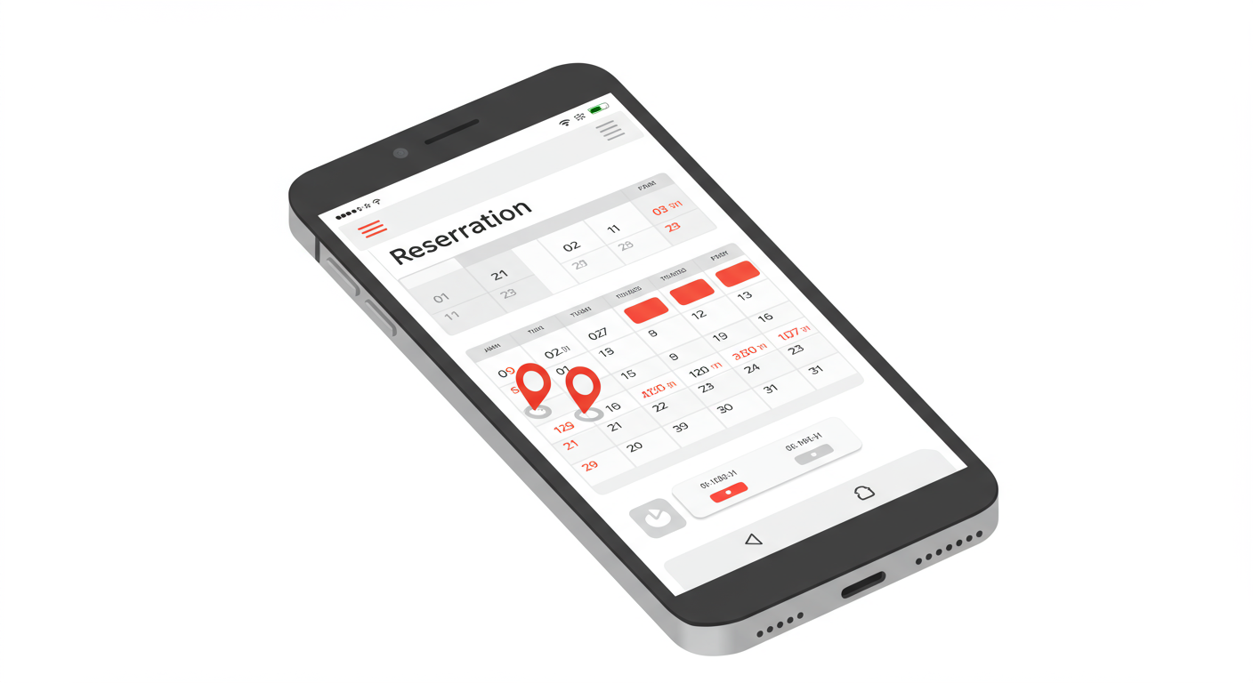 스마트폰 화면에 표시된 다양한 마트의 예약 날짜가 보이는 달력