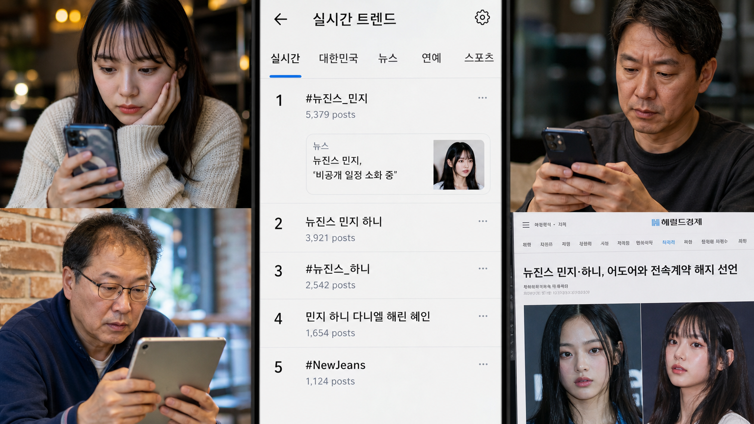 한국 네티즌들이 소셜 미디어에서 뜨거운 논란을 토론하는 모습