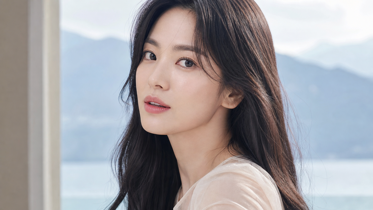 젊고 빛나는 피부를 가진 송혜교의 시간초월적인 미모 포트레이트