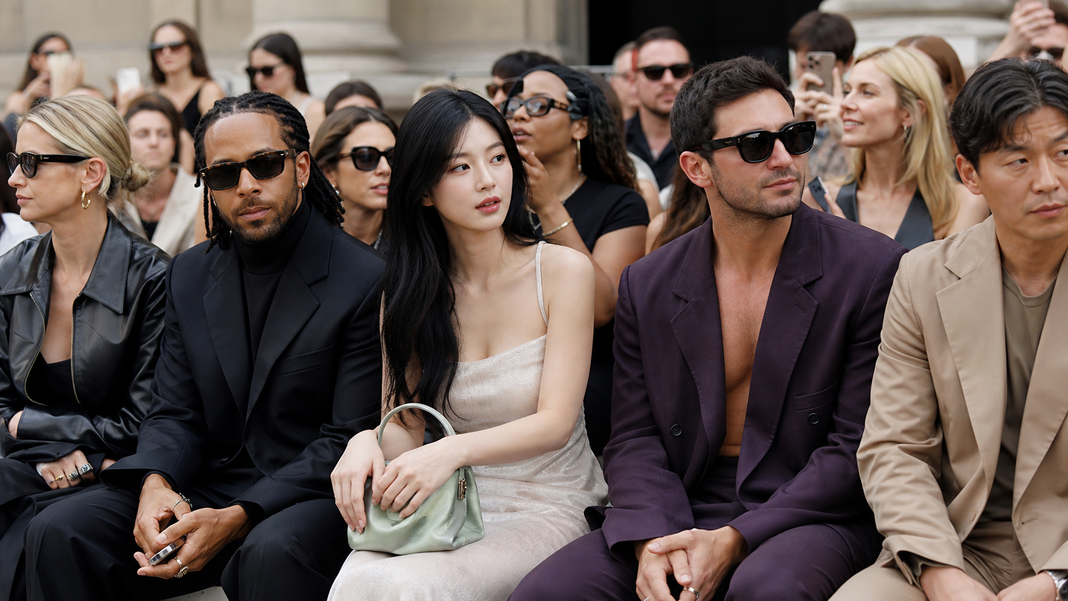 김유정이 페라가모 S/S 컬렉션 프런트 로우에 앉아 있는 모습