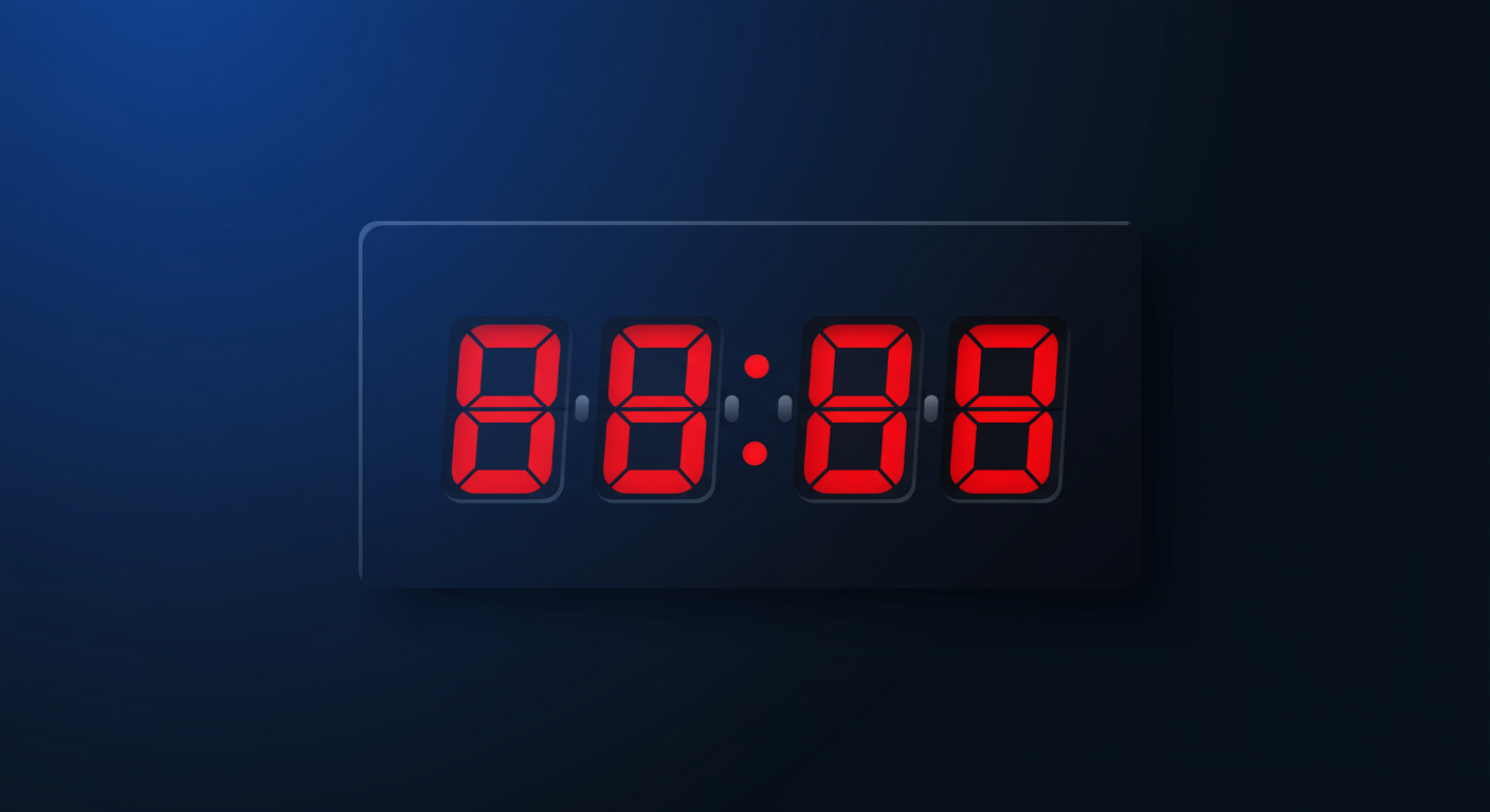 디지털 카운트다운 시계가 신청 마감일을 가리키는 장면