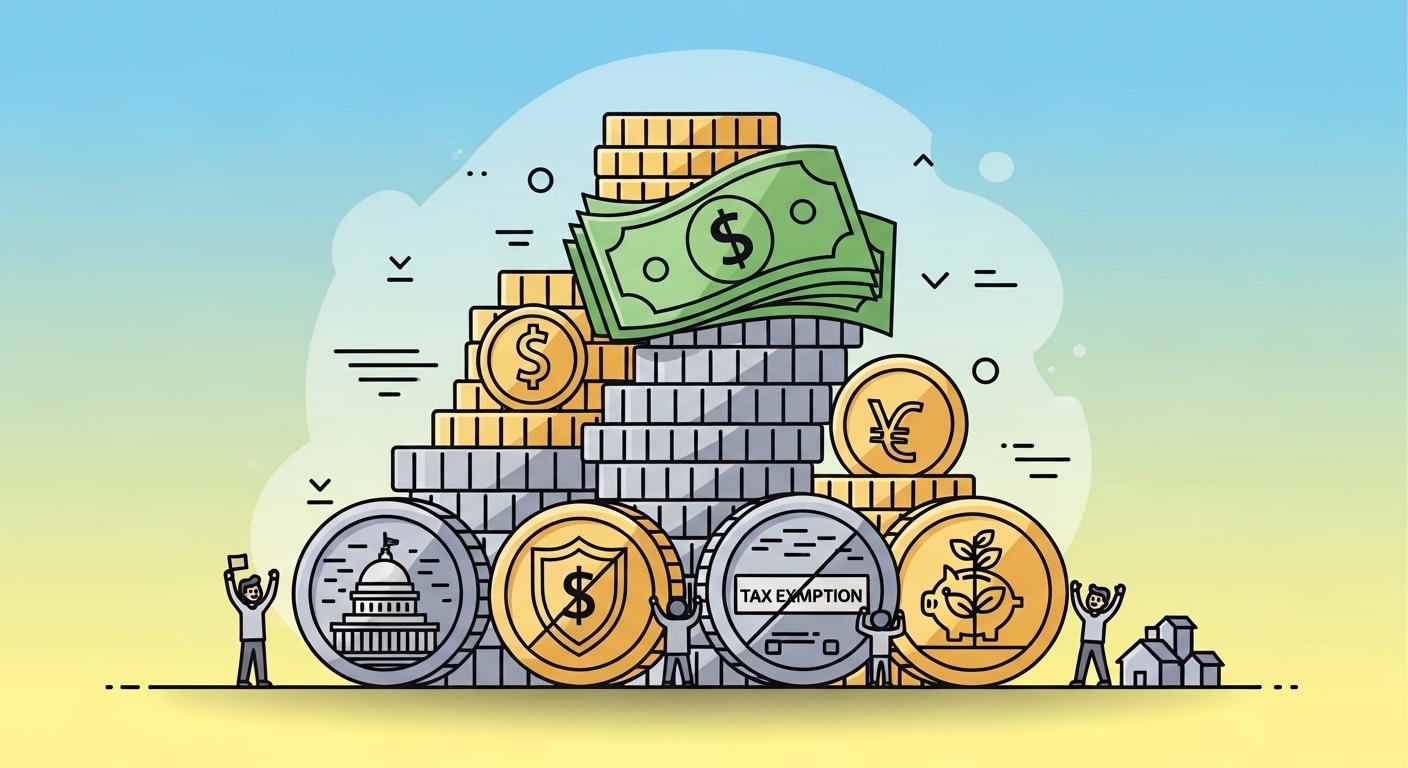 정부 지원금과 비과세 혜택으로 모인 큰 금액 상징 이미지