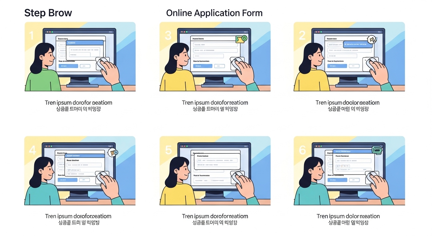 컴퓨터 화면에서 온라인 신청 절차를 진행하는 장면