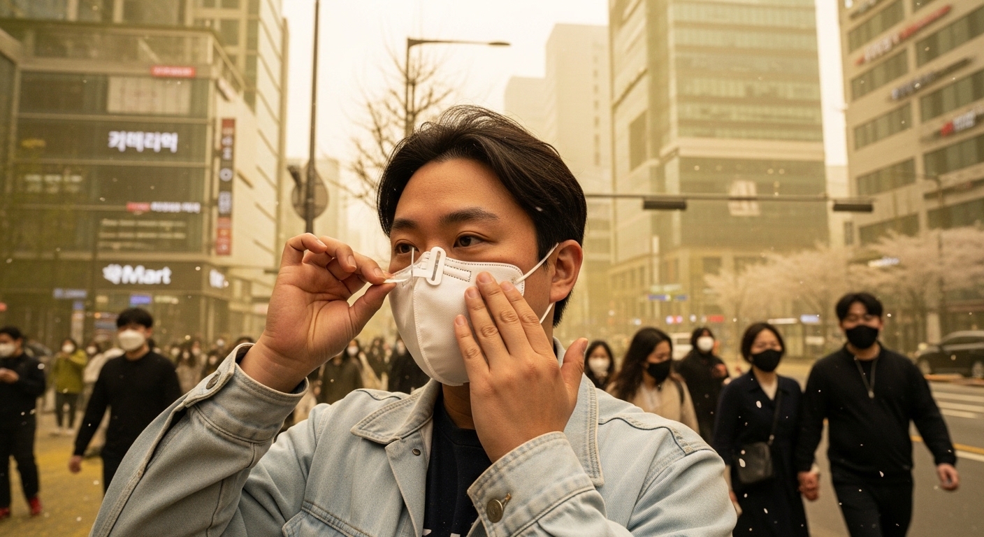 KF94 마스크를 올바르게 착용한 한국인의 모습