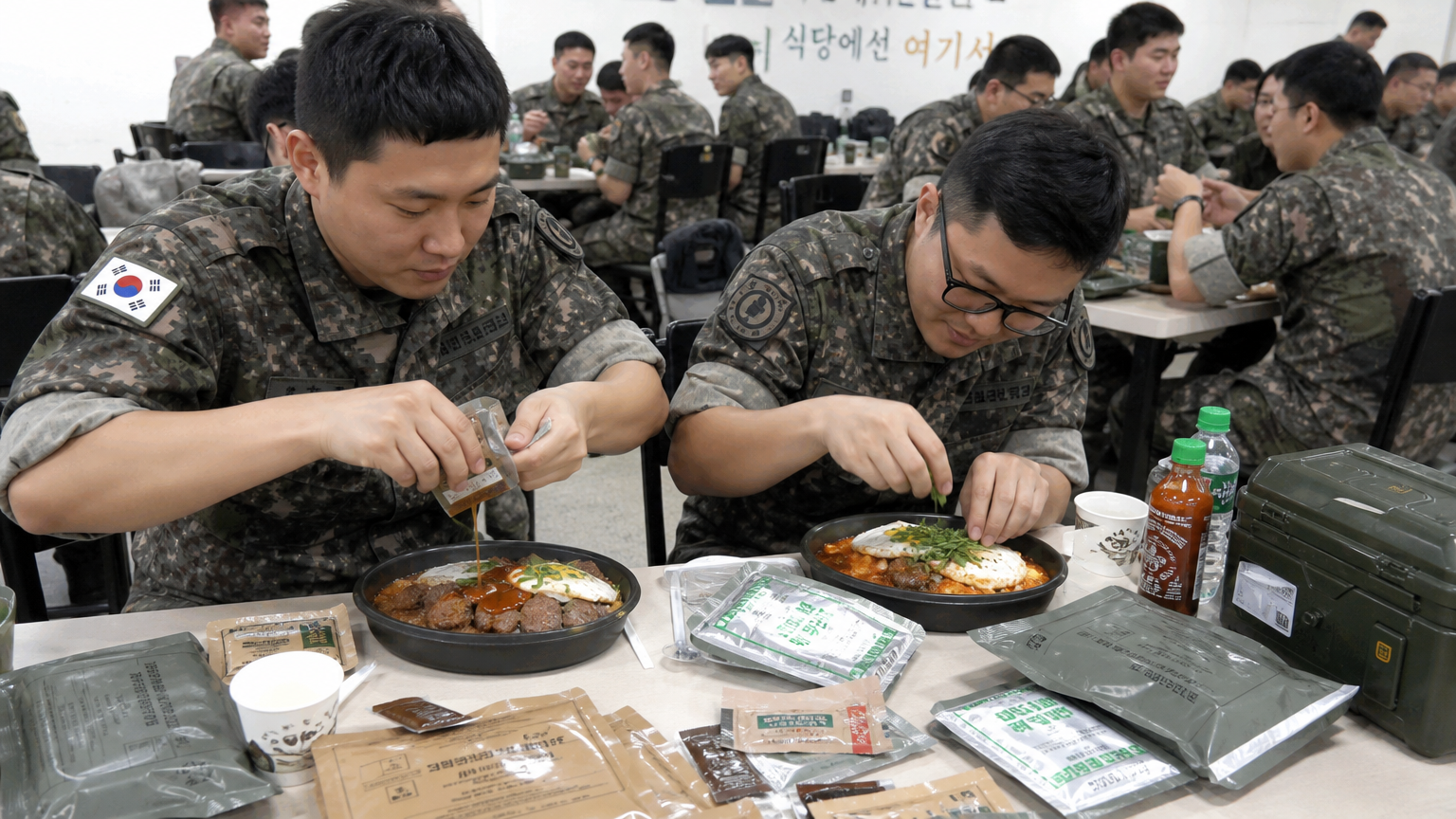 기본 전투식량을 간단한 재료와 소스로 특별하게 변신시키는 한국 병사들