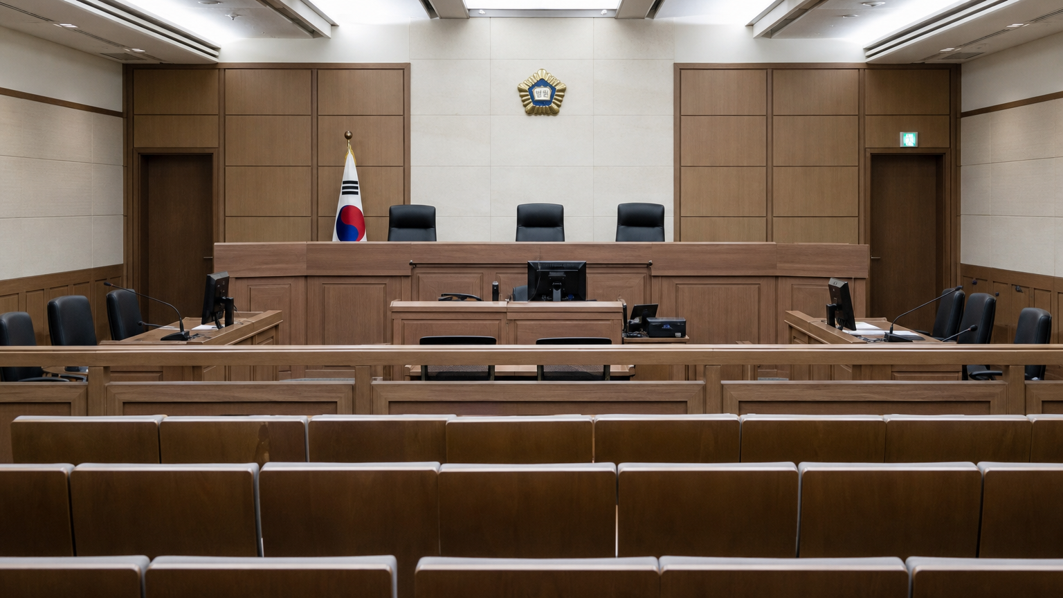 법정 내부 모습으로 인지를 위한 법적 절차를 나타내는 장면