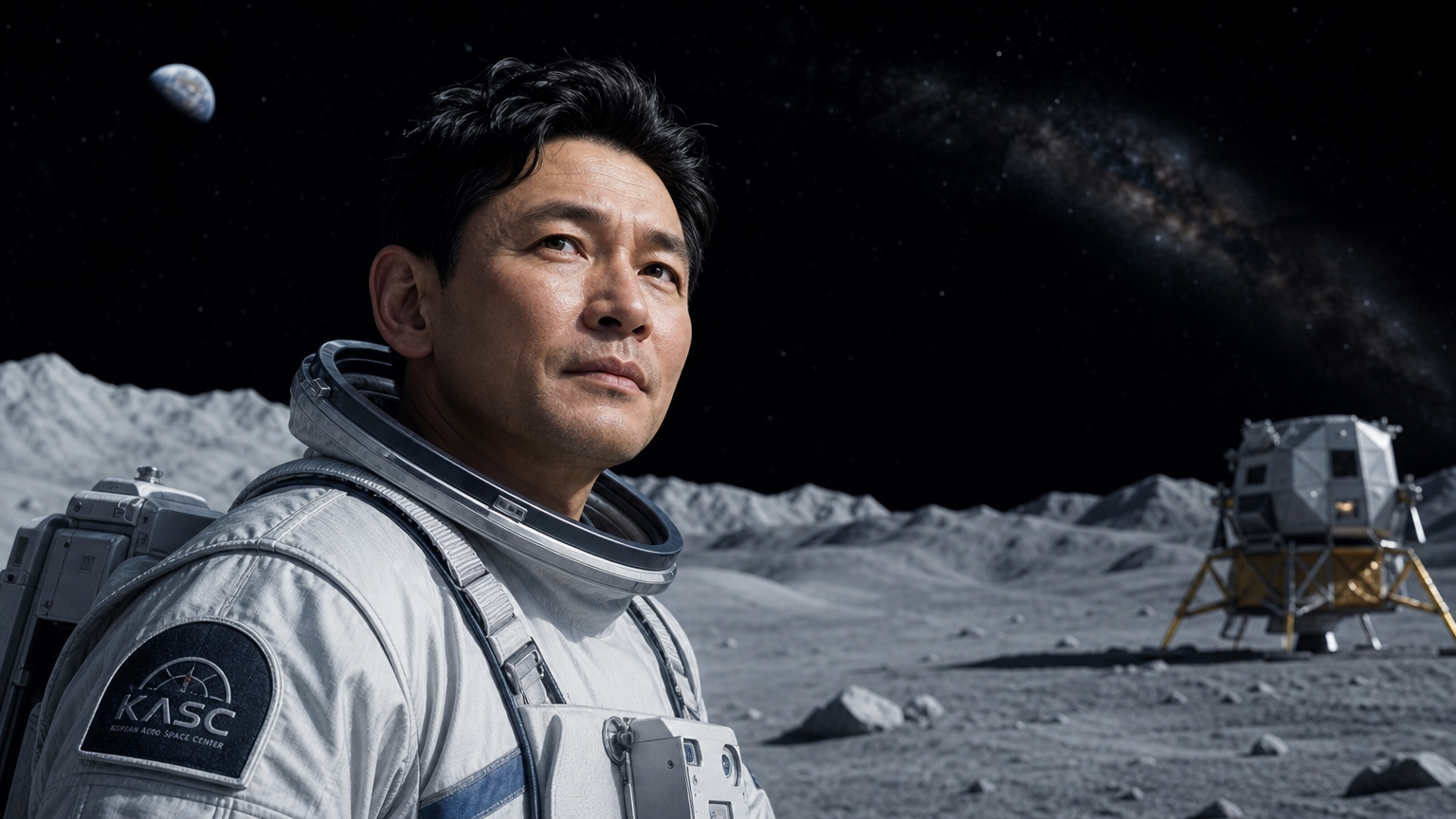 우주 탐험 테마를 배경으로 한 황정민의 변신 장면